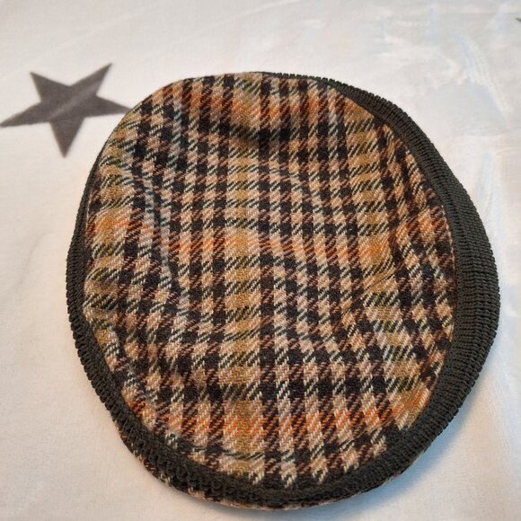 Vintage Autofit Brown Plaid Wool Blend Newsboy Cap Cabbie Hat Made In Scotland - Picture 2 of 7